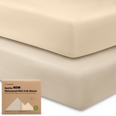 KeaBabies 2pk Soothe Waterproof Fitted Mini Crib Sheets for Girl, Boy, 100% Organic Soft Cotton Pack and Play Sheets