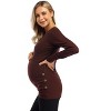 BLUEMING Womens Maternity Shirts Long Sleeve Crew Neck Basic Tank Tops Side Buttons Pregnant Shirts - 3 of 4