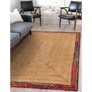 Unique Loom Braided Jute Manipur Border Indoor Braided Area Rug - 1 of 4