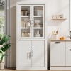 Tall Kitchen Pantry, Pantry Storage Cabinet with 2 Glass Doors & Adjustable Shelves, Farmhouse Freestanding Pantry Cupboard - 3 of 4