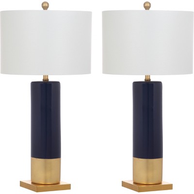 (Set of 2) 31" Dolce Table Lamp Navy/Gold (Includes CFL Light Bulb) - Safavieh