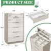AMERLIFE 5-Drawer Chest with Glass Tabletop with Inside Mirror & Lift Top Dresser, Cream&Grey - 2 of 4