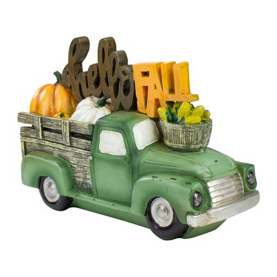 Northlight 11.25" Green Truck "Hello Fall" Autumn Harvest Pumpkin Tabletop Decoration