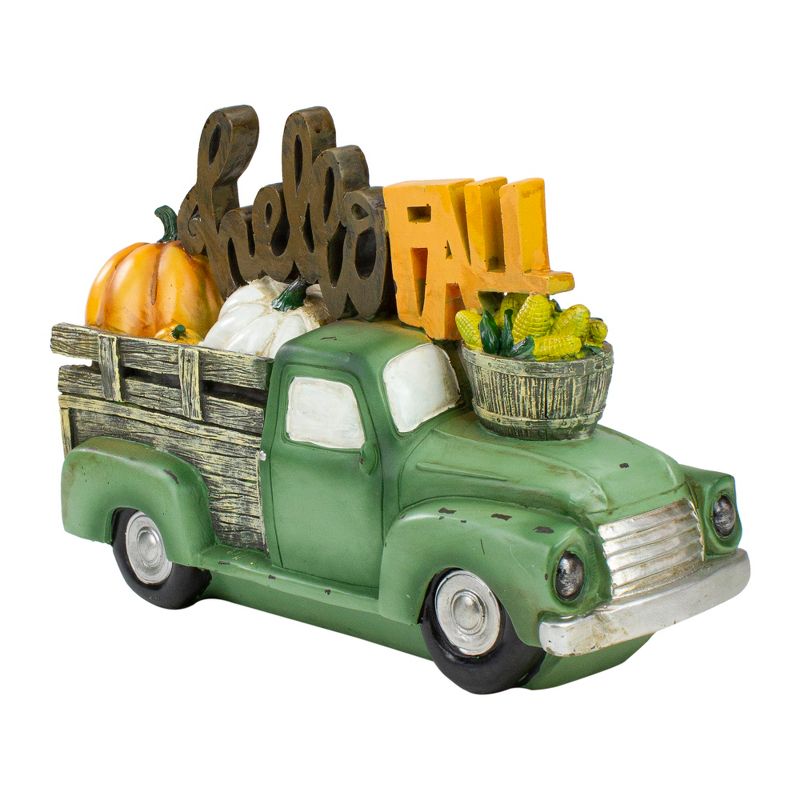 Northlight 11.25" Green Truck Hello Fall Autumn Harvest Tabletop Decoration, 1 of 5