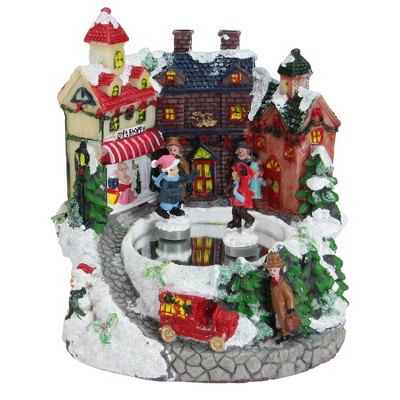  Northlight 6.75" Animated Victorian Street Ice Skating Winter Scene Christmas Music Box 