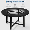 47 in Round Dining Table for 4, Wooden Circle Dinner Table, Heavy Duty Metal Pedestal, Round Pedestal Kitchen Tables for Dining Room - 3 of 4