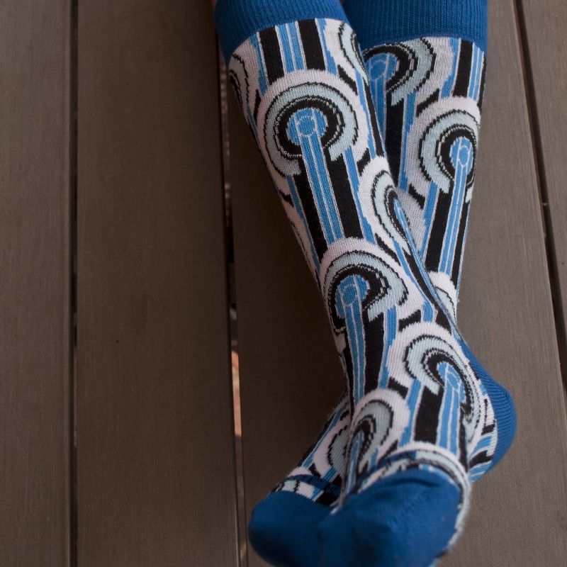 Art Deco Patterned Socks - Size 10-13 (Men's Sizes Adult Large) / Blue / Unisex from the Sock Panda, 2 of 5