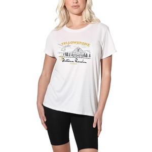 Women's Yellowstone Dutton Ranch Helicopter Light Loose T-Shirt White - 1 of 4