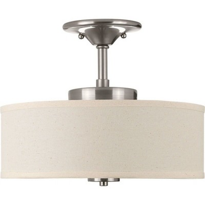Brushed Nickel LED Semi-Flush Mount with Linen Shade