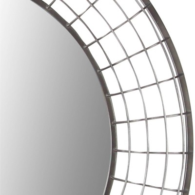 Sleek 36" Black Iron Round Wall Mirror for Industrial Elegance
