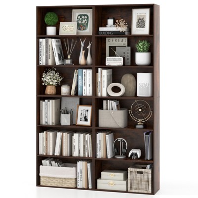 Tangkula 2PCS 70" all 6-Tier Bookcase w/ 6 Open Shelves Anti-Toppling Kits Living Room