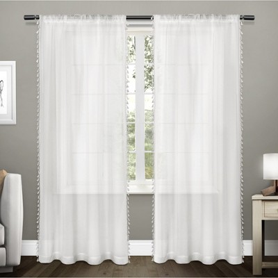 Tassels Textured Sheer Bordered Tassel Applique Rod Pocket Window