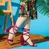 Allegra K Women's Faux Velvet Open Toe Strappy Lace-Up Chunky Heel Sandals - 4 of 4