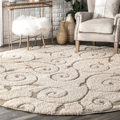 Nuloom Maisha Contemporary Shag Area Rug, Round 5' 3", Beige