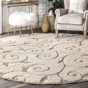 Nuloom Maisha Contemporary Shag Area Rug, Round 5' 3", Beige - 1 of 4