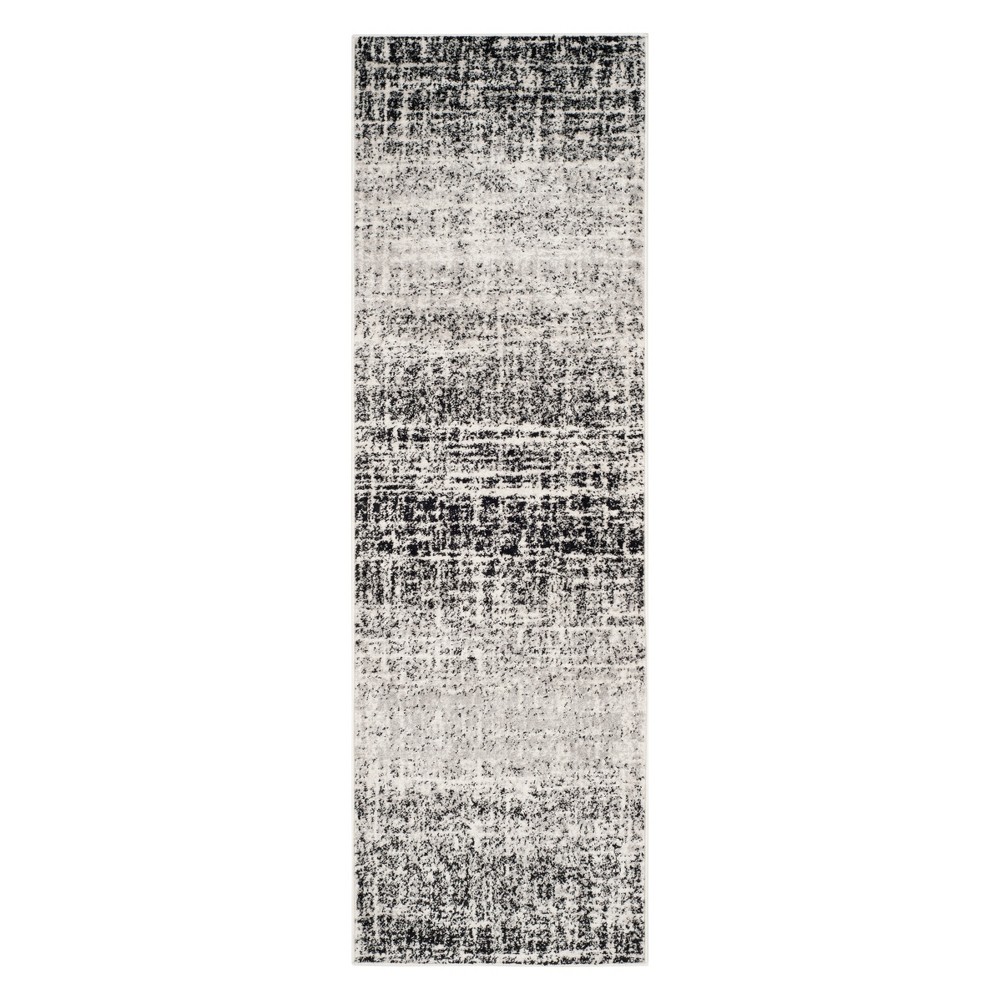 2'6inx10' Runner Spacedye Design Ivory/Black - Safavieh