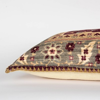 Embroidered Cotton Standard/Queen Pillow Cover in Multi-Earth Tones