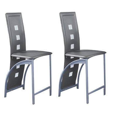 Set of 2 Counter Height Chairs with Metal Frame Gray - Benzara