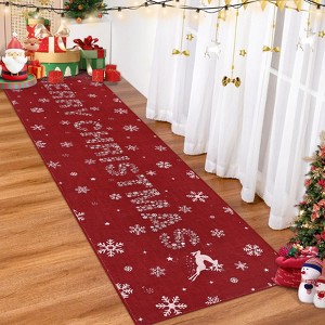 Christmas Snowflake Area Rug  Washable Soft Low Pile Non Slip Christmas Door Mat - 1 of 4