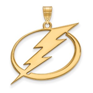 Black Bow Jewelry 14k Yellow Gold Plated Sterling Silver Tampa Bay Lightning NHL Extra Large Pendant - 1 of 3