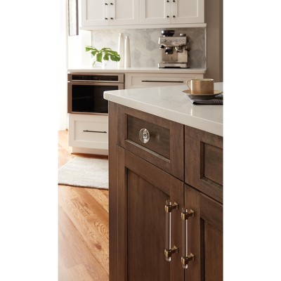 Clear Glass and Golden Champagne Round Cabinet Knob