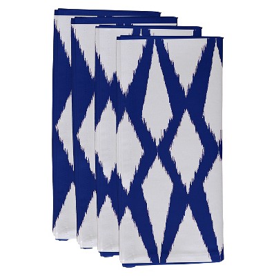 4pk 22"x22" Geometric Throw Napkins Royal Blue - e by design