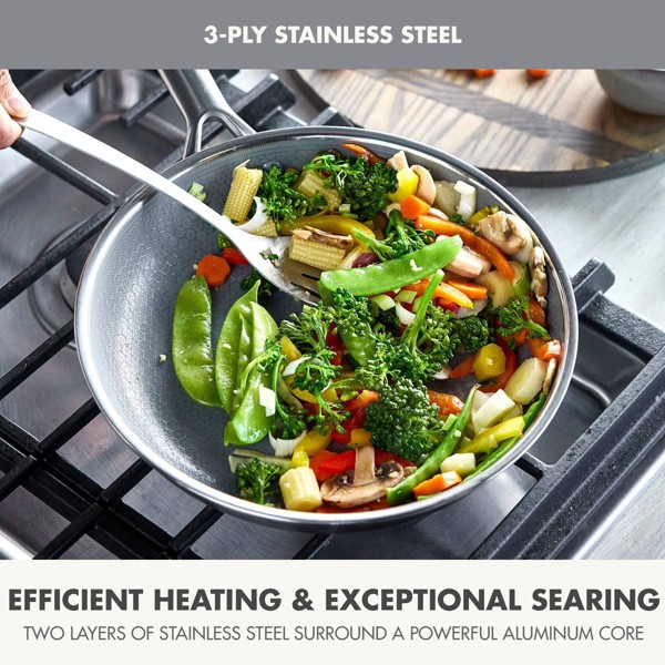 Juego de utensilios de cocina GreenPan Prism 10 piezas híbrido de acero inoxidable y cerámica antiadherente 8