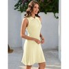 Women's Summer V Neck Ribbed Knit Midi Dress Sleeveless Button Elegant Bodycon Sweater Dresses - 4 of 4