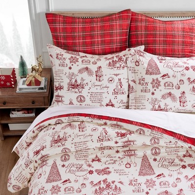 Yuletide Red and Cream Cotton Twin Duvet Cover Set