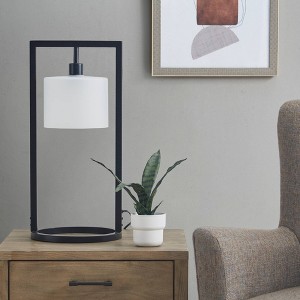 Kittery Industrial Styled (Includes LED Light Bulb) Table Lamp with Black Base and Clear Shade - Ink+Ivy - 1 of 4