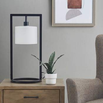Kittery Industrial Styled (Includes LED Light Bulb) Table Lamp with Black Base and Clear Shade - Ink+Ivy