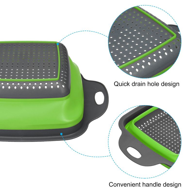 Unique Bargains Collapsible Colander Set Silicone Square Foldable Strainer Space Saving, 3 of 6