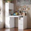 FUFU&GAGA White Home Desk with Pegboard, Drawers & Rolling Storage – Modern L-Shaped Hutch Computer Desk for Small Spaces - 2 of 4