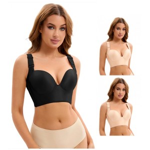 INSPIRE CHIC 3 Pcs Women's Wirefree Convertible Tummy Control 6 Hooks Push Up Bras - 1 of 4