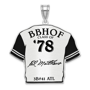 Black Bow Jewelry Sterling Silver Eddie Mathews Signature Enamel Jersey Pendant - 1 of 4