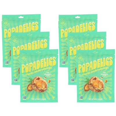 Popadelics Crunchy Rad Rosemary and Salt Mushroom Chips - Case of 6/1.4 oz