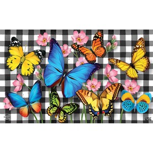 Briarwood Lane Spring Doormat 30x18 Indoor Outdoor Checkered Butterflies For Spring Doormat - 1 of 4
