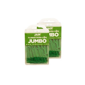 JAM Paper Colored Jumbo Paper Clips Large 2 Inch Green Paperclips 42186878A - 1 of 3