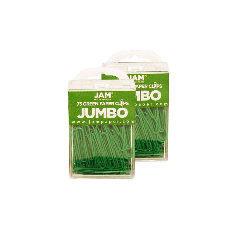 JAM Paper Colored Jumbo Paper Clips Large 2 Inch Green Paperclips 42186878A, 1 of 4