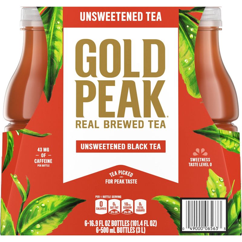 Gold Peak Unsweetened Tea Bottles - 6pk/16.9 fl oz, 3 of 10