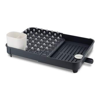 Sabatier Expandable Stainless Steel Dish Rack with Rust-Resistant Soft  Coated Wires and Bi-Directional Spout, with Utensil Caddy and Removable