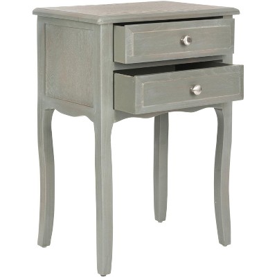 Charming Ash Grey 2-Drawer Transitional Wood End Table