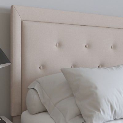 Beige Full Double Tufted Upholstered Platform Bed with Slats