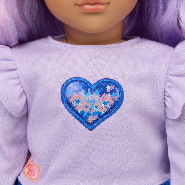Muñeca de moda Our Generation Violeta de 18" - Cabello multicolor azul y morado/ojos marrón claro 3