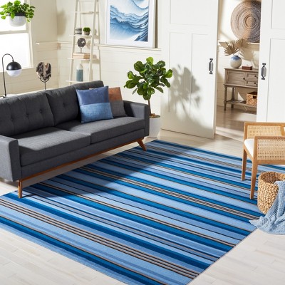 Handmade Red and Orange Striped Wool 8' x 10' Area Rug