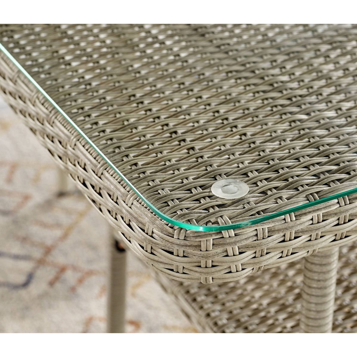 All-Weather Wicker Windham Outdoor Coffee Table with Glass Top Gray - Alaterre Furniture - thumbnail 6
