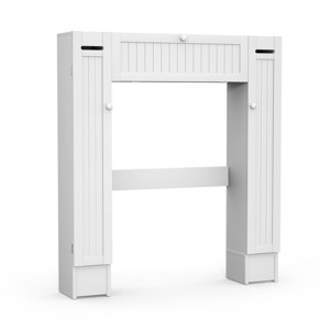 Tangkula Wooden Cabinet Bathroom Spacesaver Over The Toilet Storage Cabinet w/ Drop Door White - 1 of 4