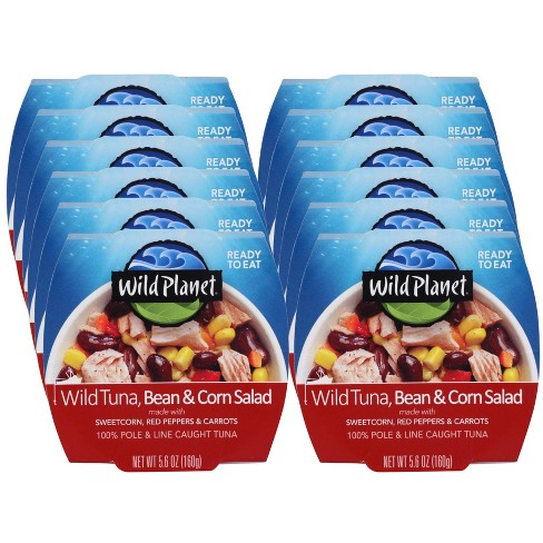 Wild Planet Ready-to-Eat Wild Tuna, Bean & Corn Salad with Organic  Sweetcorn, Red Peppers and Carrots, Tuna Salad, 5.6oz, Pack of 4