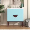 MOEPISY 30 inch Bathroom Vanity Cabinet with Ceramic Sink Combo Set, Solid Wood Frame with 2 Drawers, Blue - 2 of 4