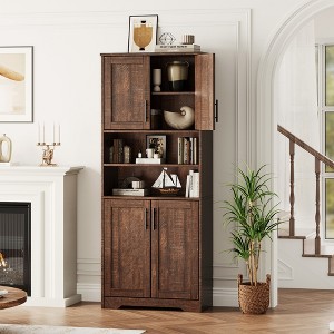 Tall Bathroom Cabinet, 67" Bathroom Storage Cabinet with 4 Doors and Adjustable Shelves - 1 of 4